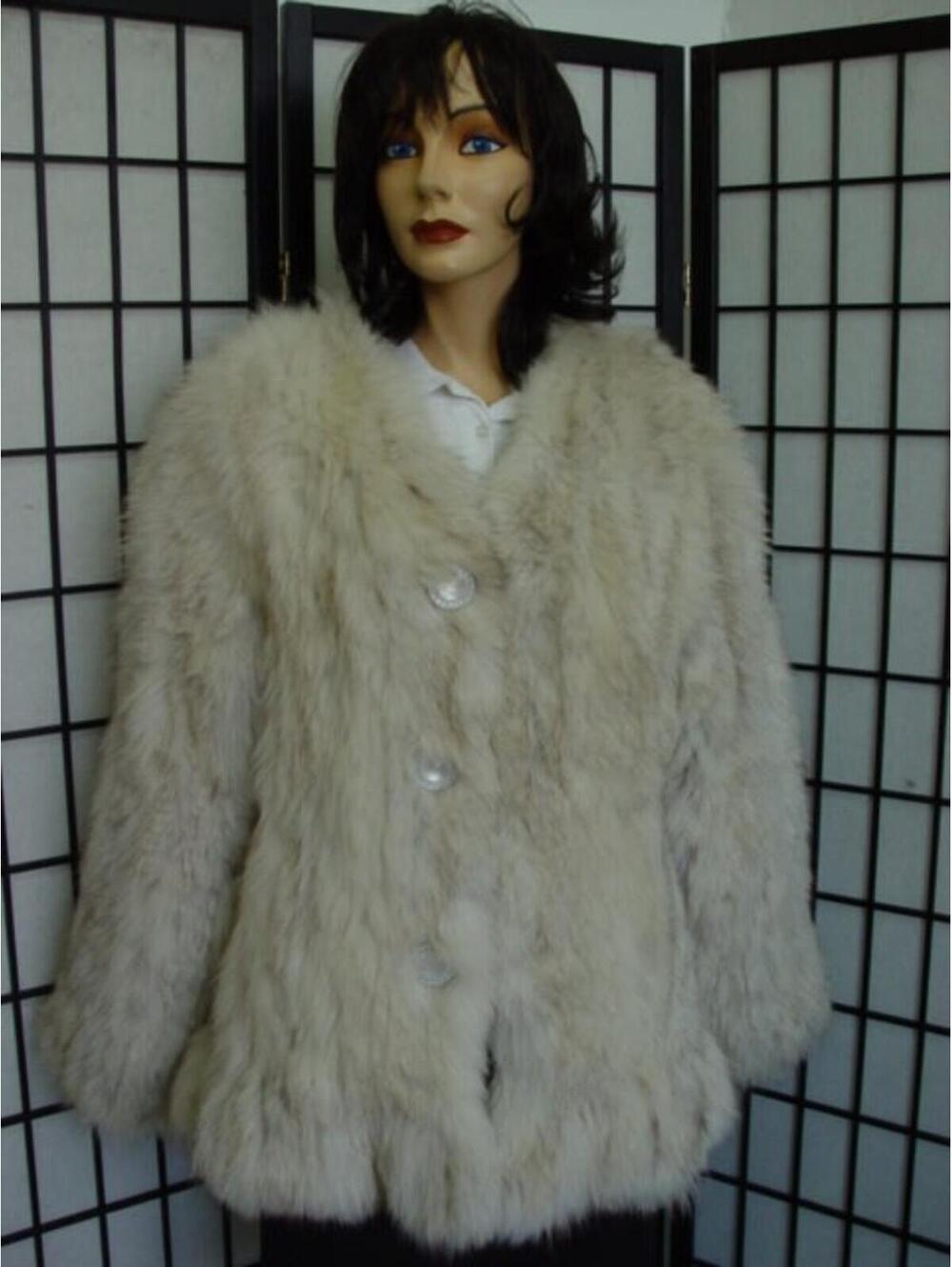 Refurbished Knitted Norwegian Fox Fur Jacket Coat Women Woman Size 6-8 S-M